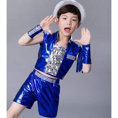 Children jazz dance costumes  boys girls sequined stage performance competition modern dance hiphop drummer dancing outfits